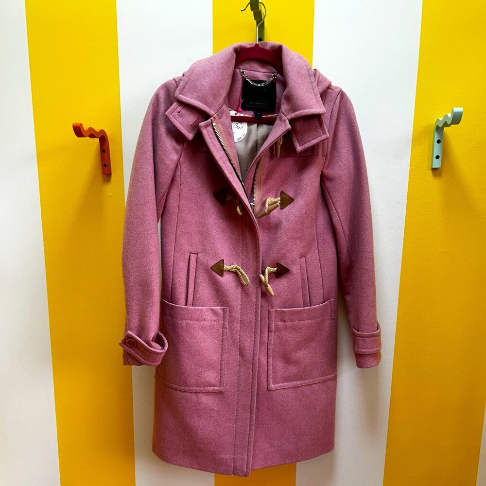 Bubblegum Pink J.Crew Melton Wool Toggle Coat Size 00